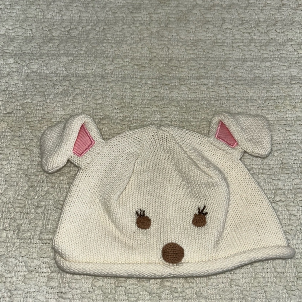 GYMBOREE 2007 Spring BUNNY Hat Cap Baby 3-6 Month Floppy Ears Brown Eyes Nose